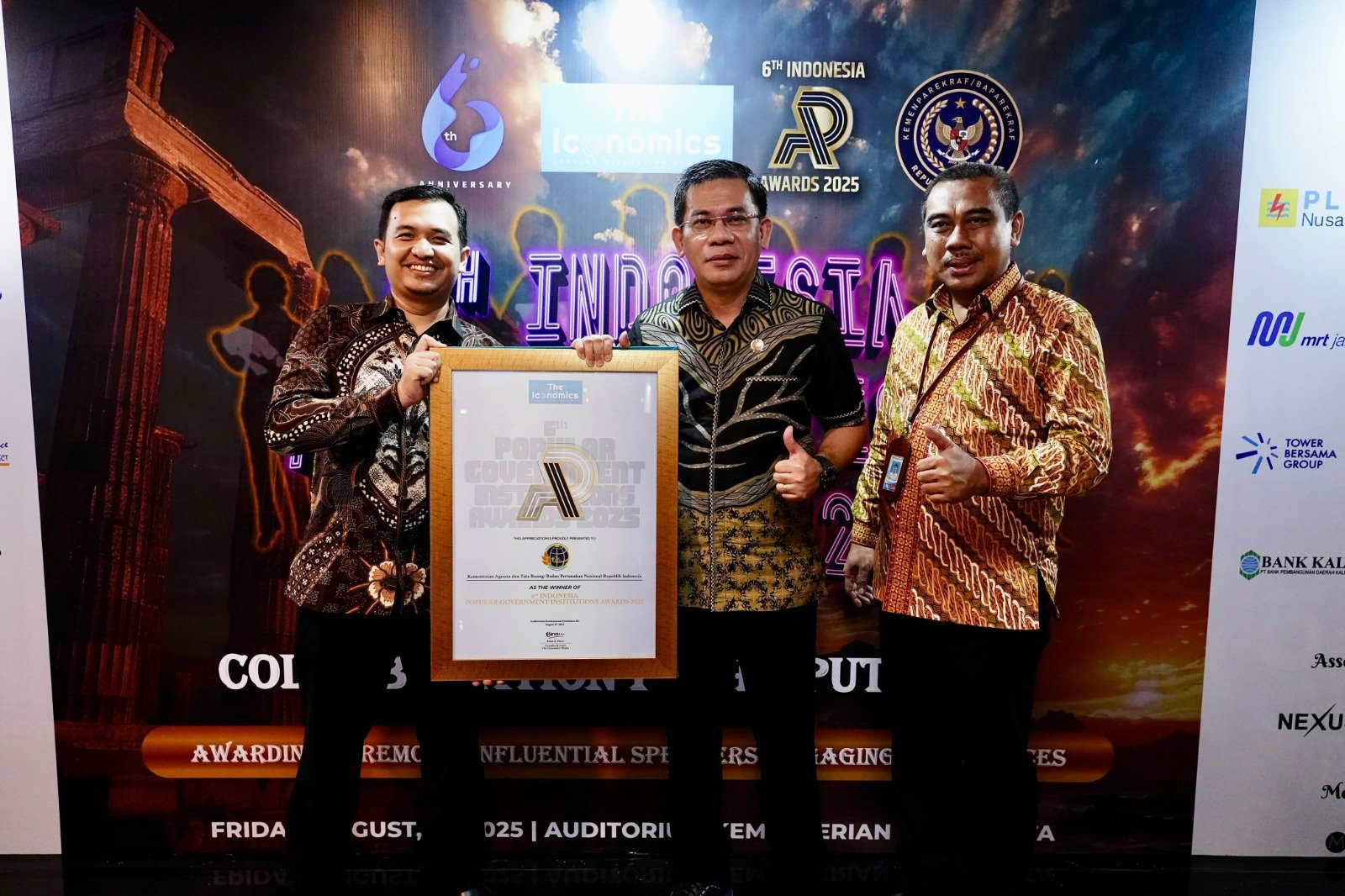 Kementerian ATR/BPN Raih Penghargaan Popular Government Institution 2025 dari The Iconomics 1 WhatsApp Image 2025 08 14 at 15.00.39